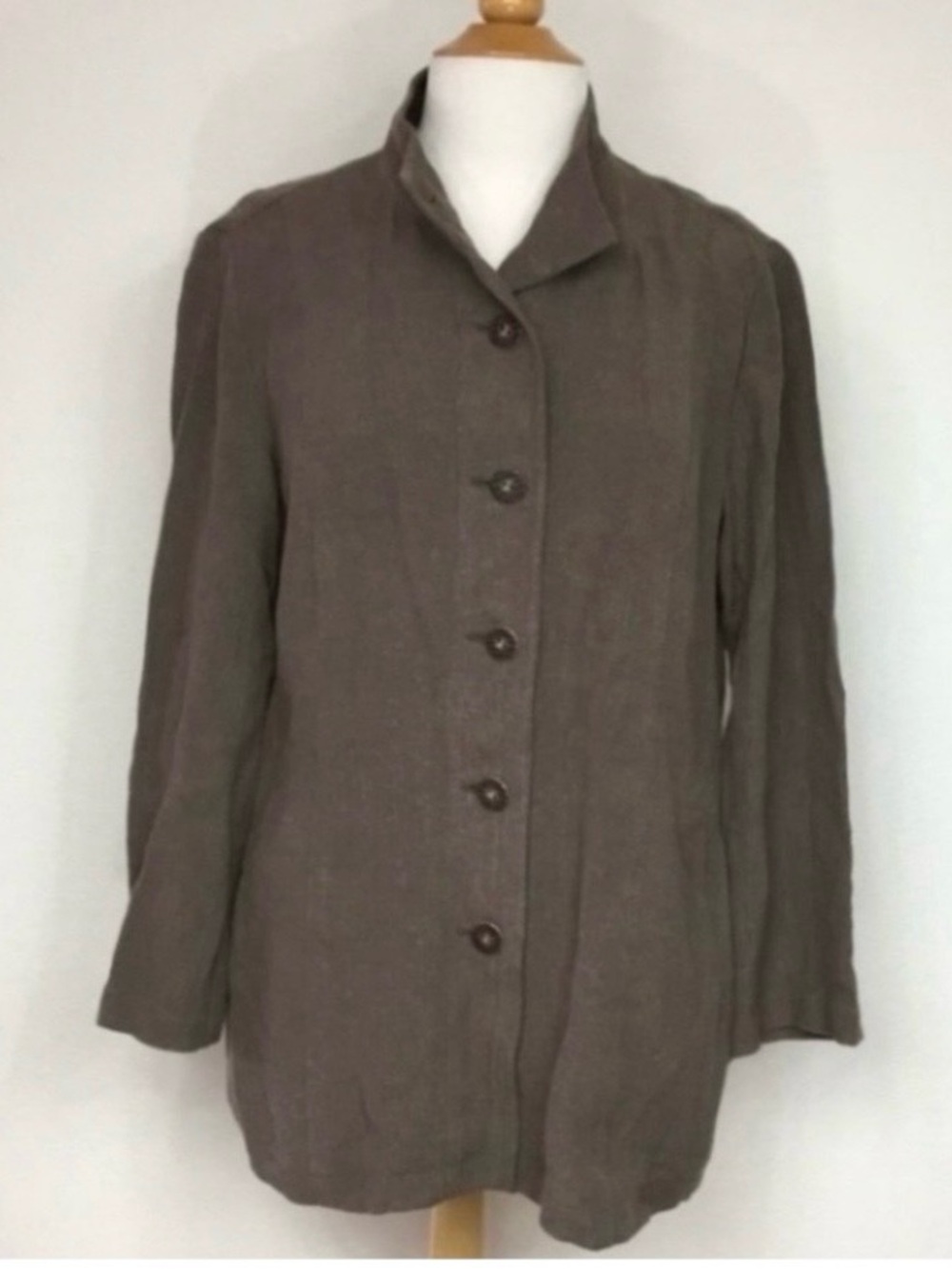 J. Jill Women's Brown Button Front Hemp Silk Jacket Size MP Cottagecore Casual